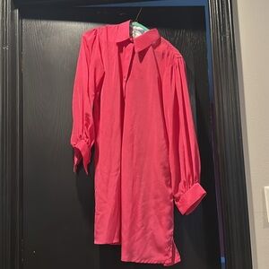 Pink button down sheer blouse